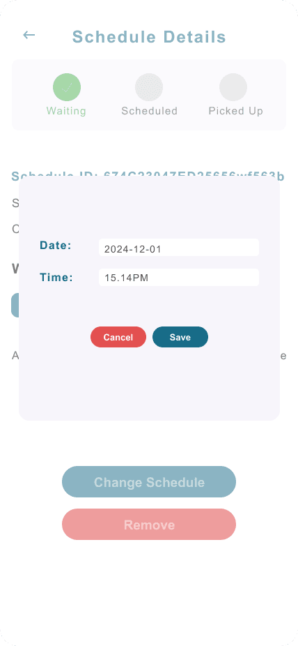 Change Schedule Screen